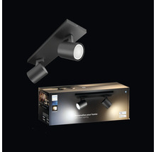 Spot LED Philips Hue White Ambiance cu două lumini și ambalajul produsului