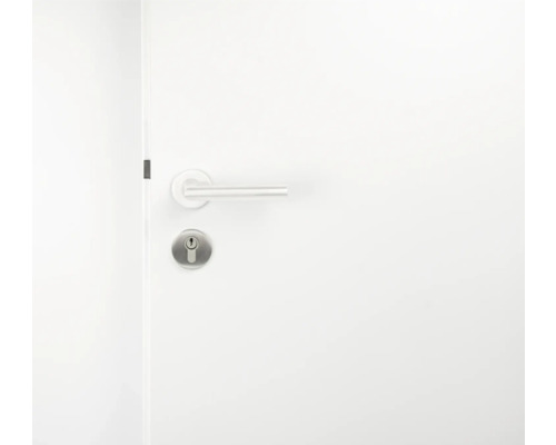 Ușă albă cu mâner și broască