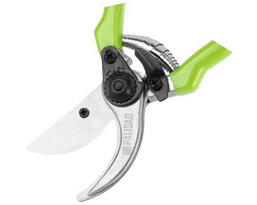 Foarfece de grădină cu mâner verde și logo-ul Palisad