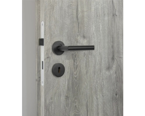 Ușă interioară simplă cu mâner și încuietoare negre