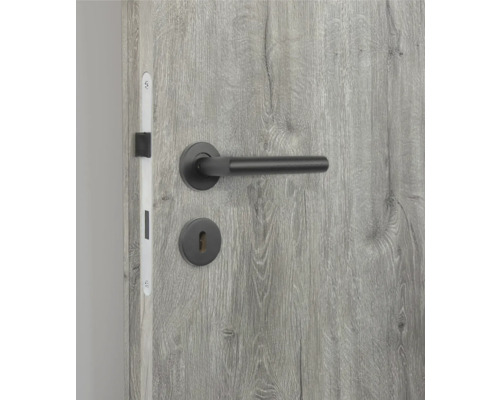 Ușă cu mâner negru și încuietoare