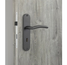 Mânere ușă cu șild Pertura Erla 72/240 mm oțel inoxidabil, pentru cheie BB, negru