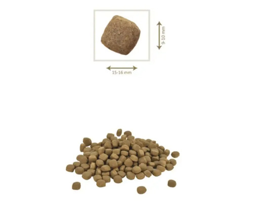 Imagine cu hrană uscată cu indicarea dimensiunilor