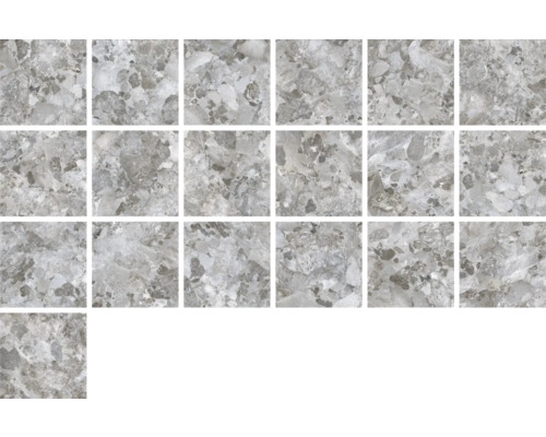 Mai multe plăci de podea gri cu design de marmură.