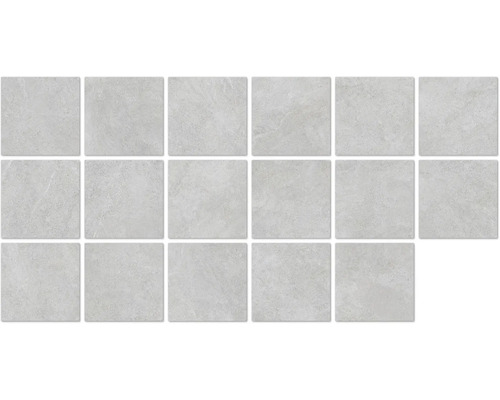 Plăci de podea dreptunghiulare cu decor din piatră, într-un aranjament de patru pe patru