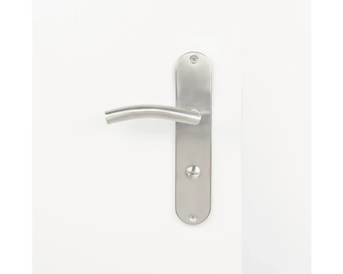 Mâner de ușă din oțel inoxidabil pe ușă albă