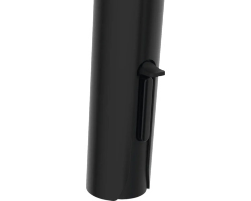 Vizualizare detaliată a unui recipient negru cu închidere