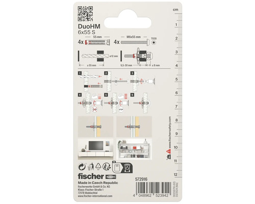Dibluri Fischer DuoHM 6x55 S, instrucțiuni de montaj