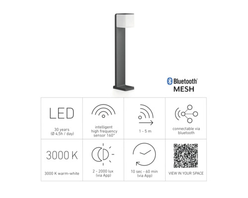 Lumină LED de exterior cu funcție Bluetooth și date tehnice