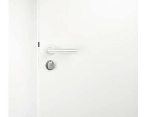 Ușă interioară albă cu clanță și încuietoare argintie
