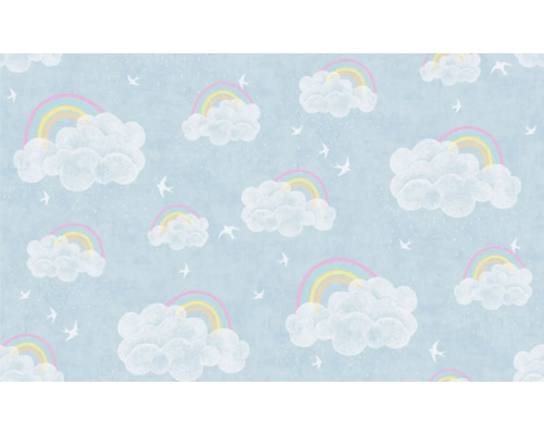 Tapetă cu nori, curcubee și păsări