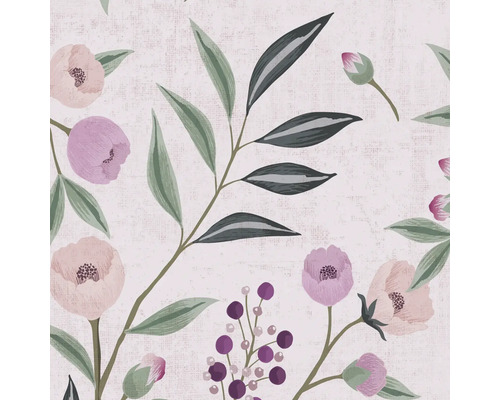 Model floral cu frunze și fructe de pădure pe un fundal deschis