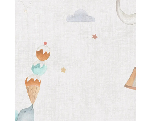 Ilustrație cu înghețată, nori și stele