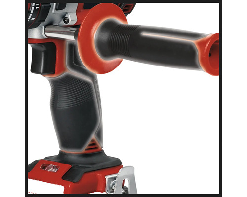 Vizualizare detaliată a mânerului suplimentar al unui ciocan rotopercutor cu acumulator.