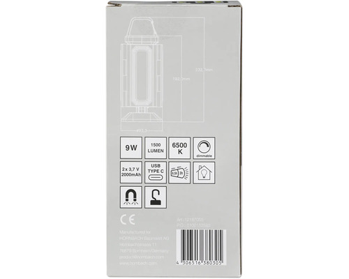 Ambalaj lampă reglabilă de 9 wați cu 1500 lumeni, 6500 kelvini, port USB tip C și atașare magnetică