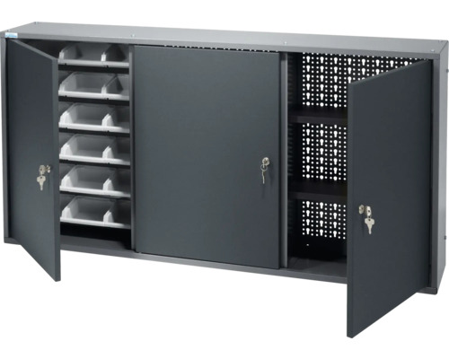 Dulap de atelier cu uși glisante, perete perforat, compartimente și cheie