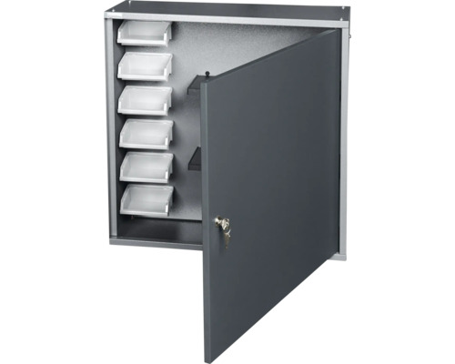 Dulap gri pentru scule cu ușă, cheie și rafturi