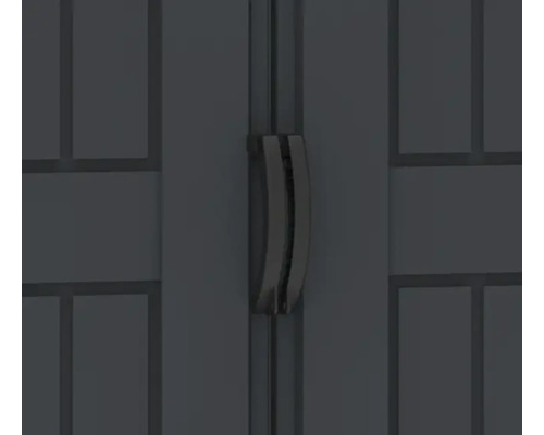 Prim-plan cu dulap de grădină cu mâner metalic