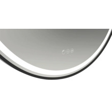 Imagine parțială a unei oglinzi rotunde cu panou de control tactil