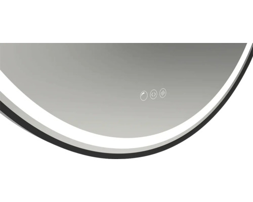 Imagine parțială a unei oglinzi rotunde cu panou de control tactil