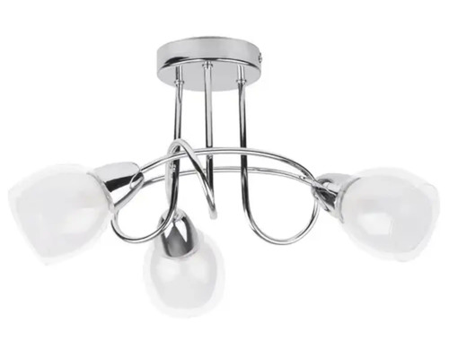 Lumină de tavan cu trei becuri și cadru cromat