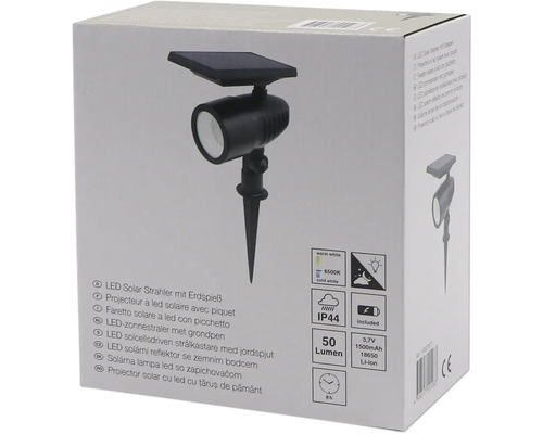Ambalajul unui proiector solar cu LED cu țăruș de pământ