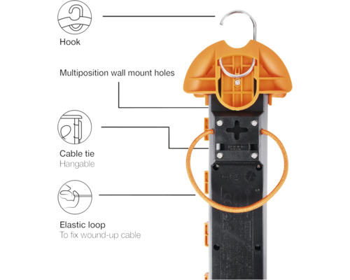 Prelungitor cu cârlig și buclă elastică pentru fixarea cablului