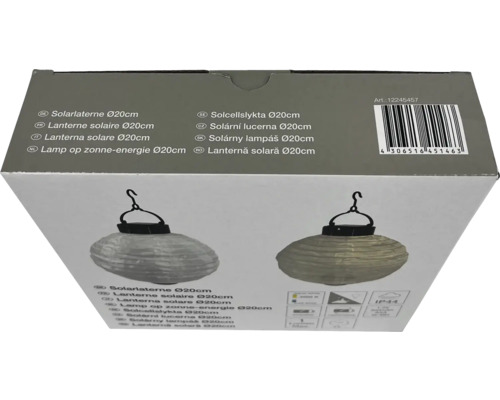 Ambalajul unei lămpi solare cu diametrul de 20 centimetri