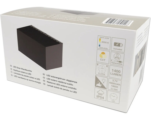 Ambalajul unei lămpi solare de perete cu LED