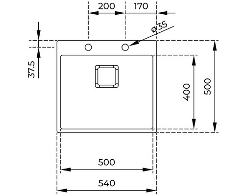 Desenul unei chiuvete cu dimensiuni