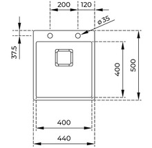 Desen tehnic al unei chiuvete cu dimensiuni