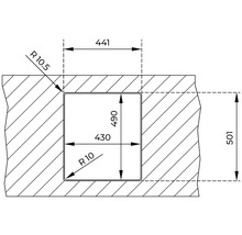 Desen tehnic al unei cavități dreptunghiulare cu dimensiuni.