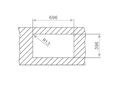 Decupaj cu dimensiunile 696 x 396 mm și o rază de 13 mm