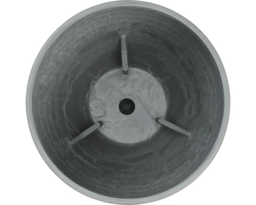 Vedere interioară a unui ghiveci de flori din gresie cu orificii de drenaj