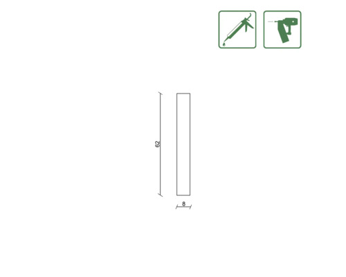 Desen tehnic al unui profil cu dimensiunile 62 pe 8.