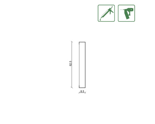 Dimensiunile produsului: 62,5 x 8,5 centimetri