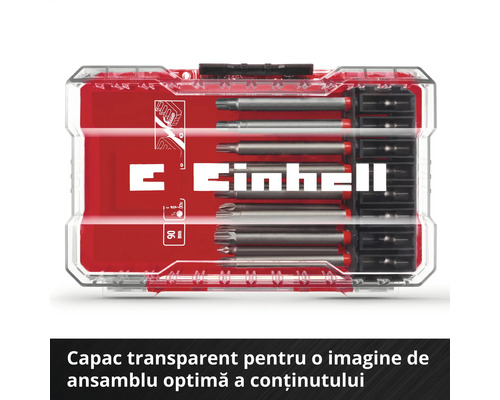 Sigla Einhell Set de biți cu diferite biți de șurubelniță într-o cutie transparentă din plastic