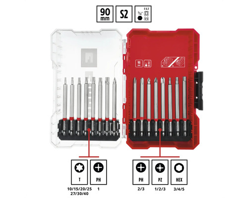 Set de biți cu diferite biți de șurubelniță într-o cutie de depozitare