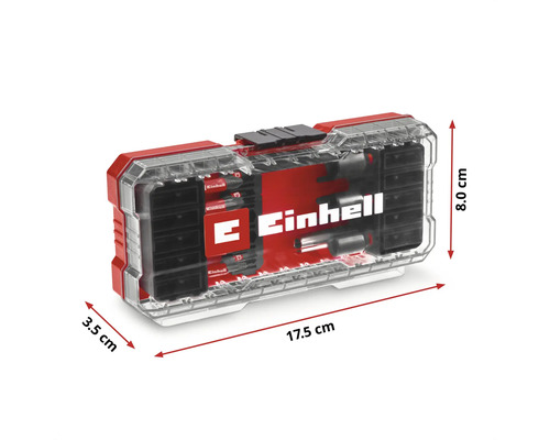 Einhell Logo Set de biți și burghie în cutie de scule, dimensiuni 17,5 x 3,5 x 8,0 cm