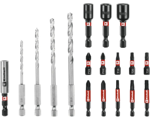 Set burghie Einhell cu accesorii de burghiu și chei tubulare