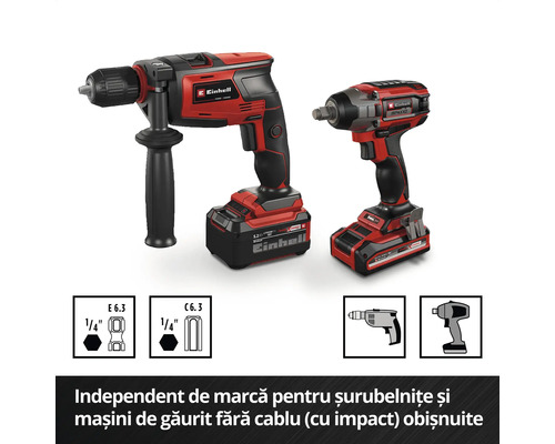 Set șurubelniță cu impact și mașină de găurit cu percuție cu acumulator Einhell