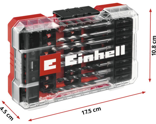 Set de burghie Einhell în cutie de plastic cu dimensiuni