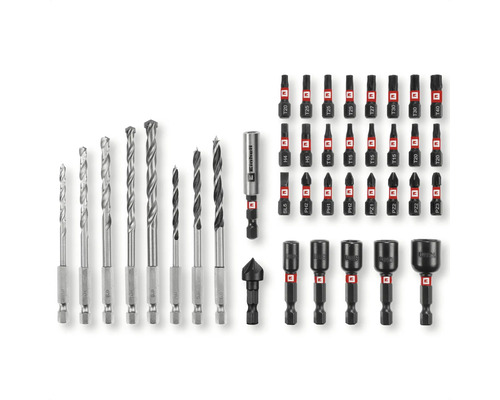 Set de burghie și biți Einhell cu diverse burghie, biți și suport magnetic pentru biți