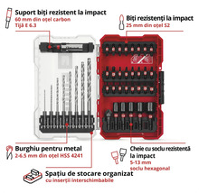 Set 39 biți/biți de impact/burghie Einhell M-CASE LS, 39 piese