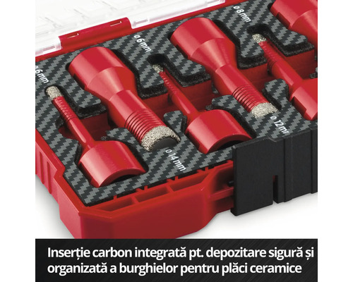Set de burghie pentru gresie și faianță cu diferite dimensiuni în cutie de depozitare