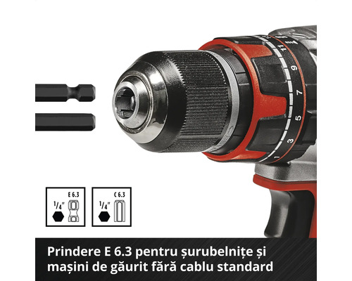 Adaptor E 6.3 pentru șurubelnițe standard și mașini de găurit fără cablu