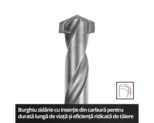 Burghiu pentru zidărie cu vârf din carbură
