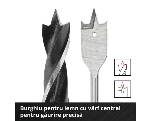 Burghiu pentru lemn cu vârf central pentru găurire precisă