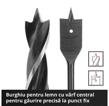 Burghiu pentru lemn cu vârf central pentru găurire precisă la punctul fix