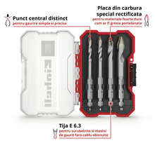 Set de burghie pentru faianță Einhell în cutie deschisă cu patru burghie